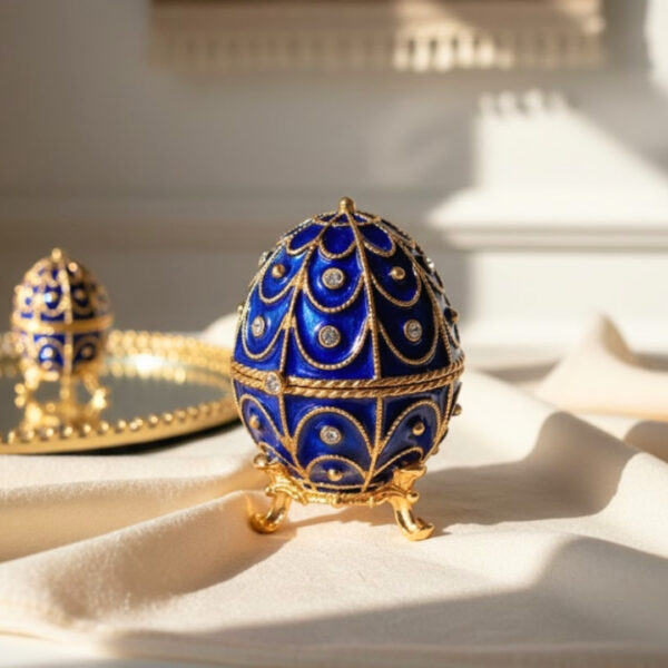 Blaue Fabergé Ei Schmuckdose - Zeitlose Eleganz
