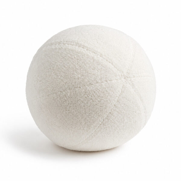 Weißes Kugelkissen Bouclé – Kuscheliges Dekokissen Ø 28 cm