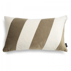 Beige-cremefarbenes Streifenkissen – Elegantes Samtkissen 50x30 cm