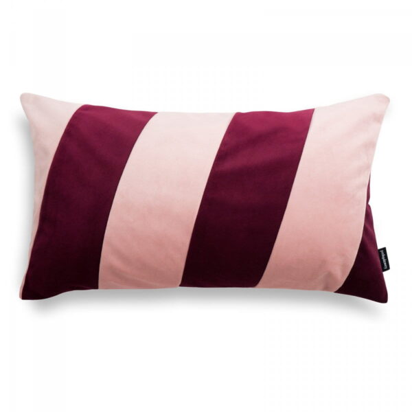 Bordeaux-rosa Dekokissen Stripes – Edler Samt-Look 50x30 cm