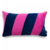 Blau-pinkes Dekokissen Stripes – Exklusiver Samt-Look 50x30 cm