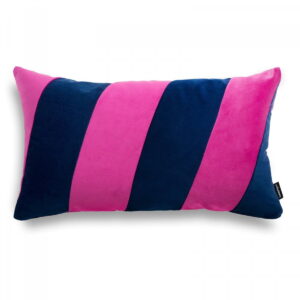 Blau-pinkes Dekokissen Stripes – Exklusiver Samt-Look 50x30 cm