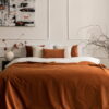 Rostbraune Velours Tagesdecke VELVET – Exklusiver Bettüberwurf 220x140 cm