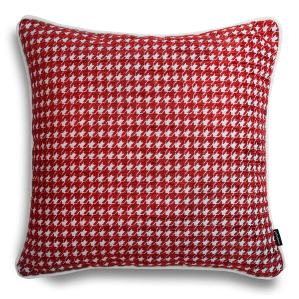 Rotes Hahnentritt Kissen 45x45 cm - Stilvoller Klassiker