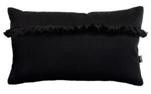 Schwarzes Fransenkissen Samt 50x30 cm - Stilvoll