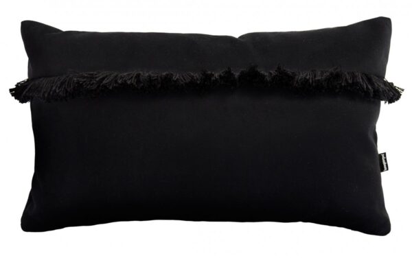 Schwarzes Fransenkissen Samt 50x30 cm - Stilvoll