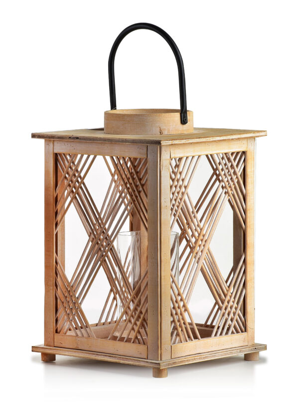 LOKKE Holzlaterne – Dekorative Laterne aus Holz mit Glaseinsatz