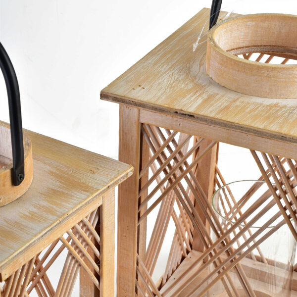 LOKKE Holzlaterne – Dekorative Laterne aus Holz mit Glaseinsatz