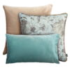 Beige Mint Dekokissen 3er Set - Elegante Velvet & Gold Optik