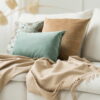 Beige Mint Dekokissen 3er Set - Elegante Velvet & Gold Optik