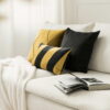 Schwarz Gold Dekokissen 3er Set - Exklusive Touch & Stripes Optik
