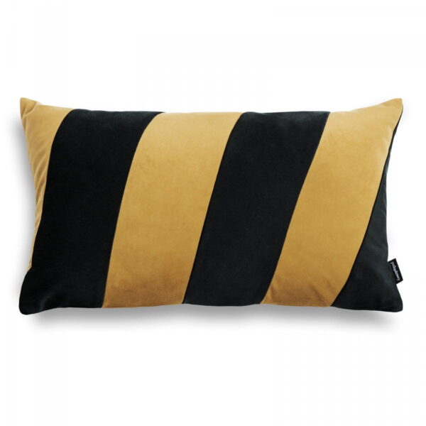 Schwarz Gold Dekokissen 3er Set - Exklusive Touch & Stripes Optik