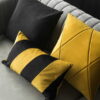 Schwarz Gold Dekokissen 3er Set - Exklusive Touch & Stripes Optik
