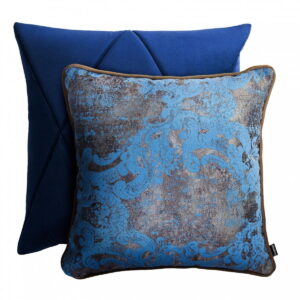 Blaue Dekokissen 2er Set - Elegante Touch & Gold Optik