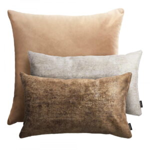 Beige Dekokissen 3er Set - Elegante Velvet & Stone Optik