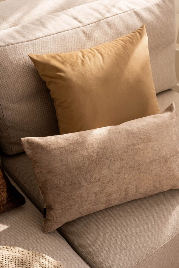 Beige Dekokissen 3er Set - Elegante Velvet & Stone Optik
