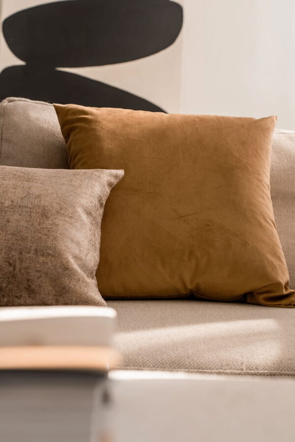 Beige Dekokissen 3er Set - Elegante Velvet & Stone Optik