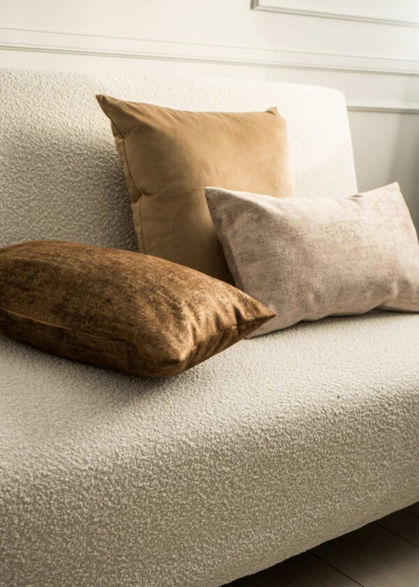 Beige Dekokissen 3er Set - Elegante Velvet & Stone Optik