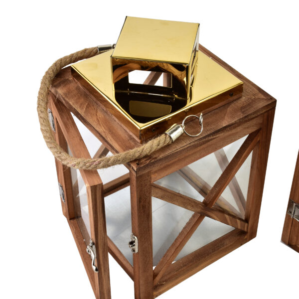 LEVI GOLD Laternen Set mit Kreuzdesign – 2 dekorative Holzlaternen