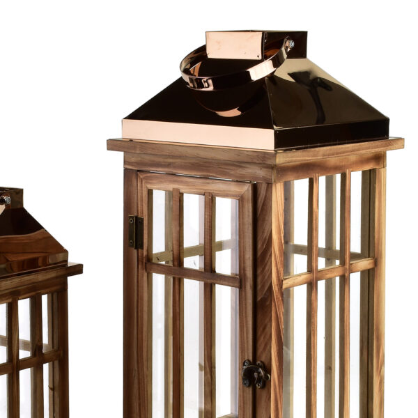 Laternen Set Holz – 2 dekorative Holzlaternen mit Glas
