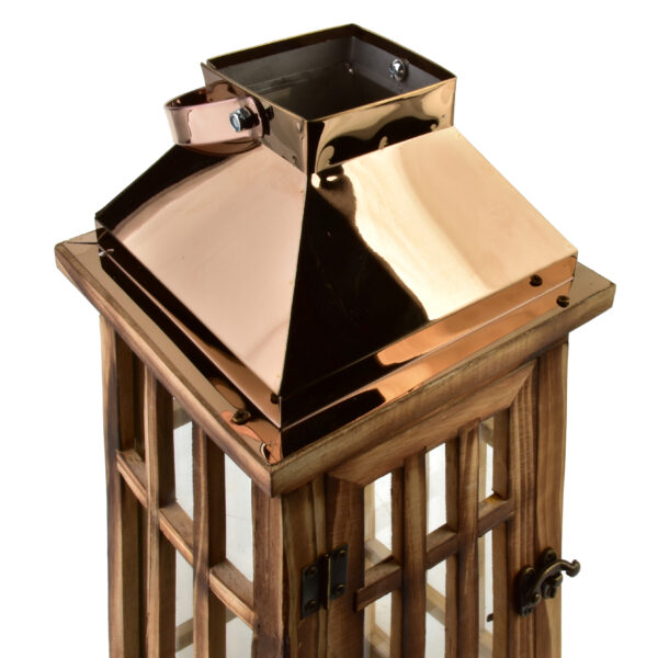 Laternen Set Holz – 2 dekorative Holzlaternen mit Glas