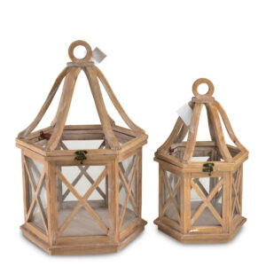 Hexagon Holzlaternen Set LOKKE – Exklusive Deko 52 cm