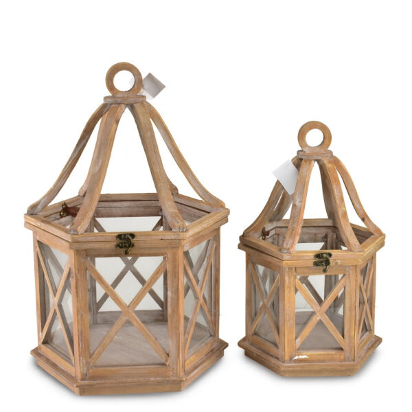 Hexagon Holzlaternen Set LOKKE – Exklusive Deko 52 cm