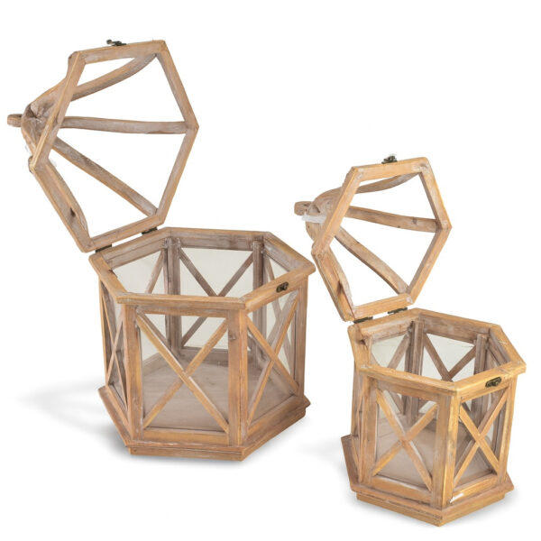Hexagon Holzlaternen Set LOKKE – Exklusive Deko 52 cm