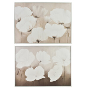Blumenbilder Set Beige – Wandbild-Set 2-teilig 50 × 70 cm