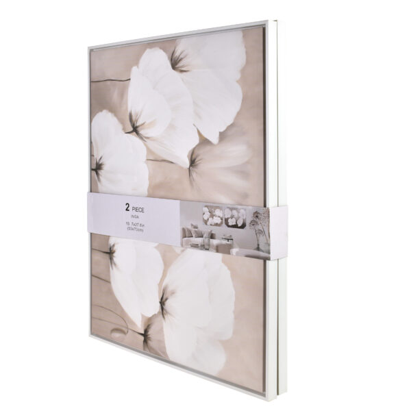 Blumenbilder Set Beige – Wandbild-Set 2-teilig 50 × 70 cm