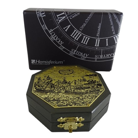 Kompass mit Sonnenuhr – Exklusives Retro-Instrument H06 7,3 cm