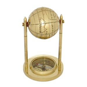 Messingglobus mit Kompass 12,5 cm - Exklusiver Blickfang