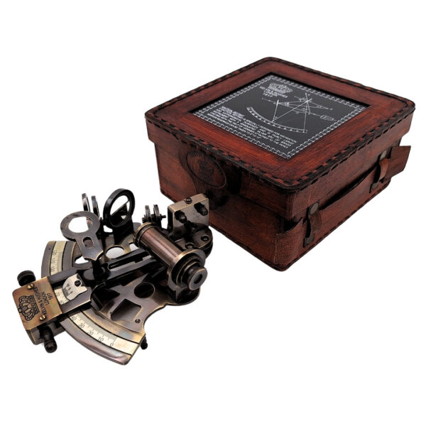 Messing Sextant in Lederbox 13 cm - Faszinierender Klassiker