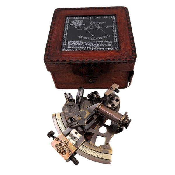 Messing Sextant in Lederbox 13 cm - Faszinierender Klassiker