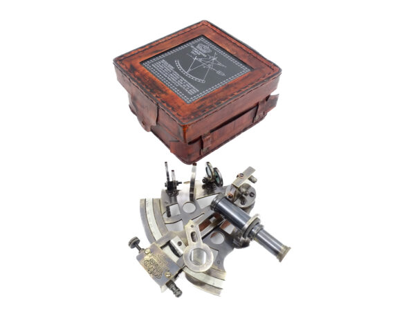 Messing Sextant in Lederbox 13 cm - Faszinierender Klassiker