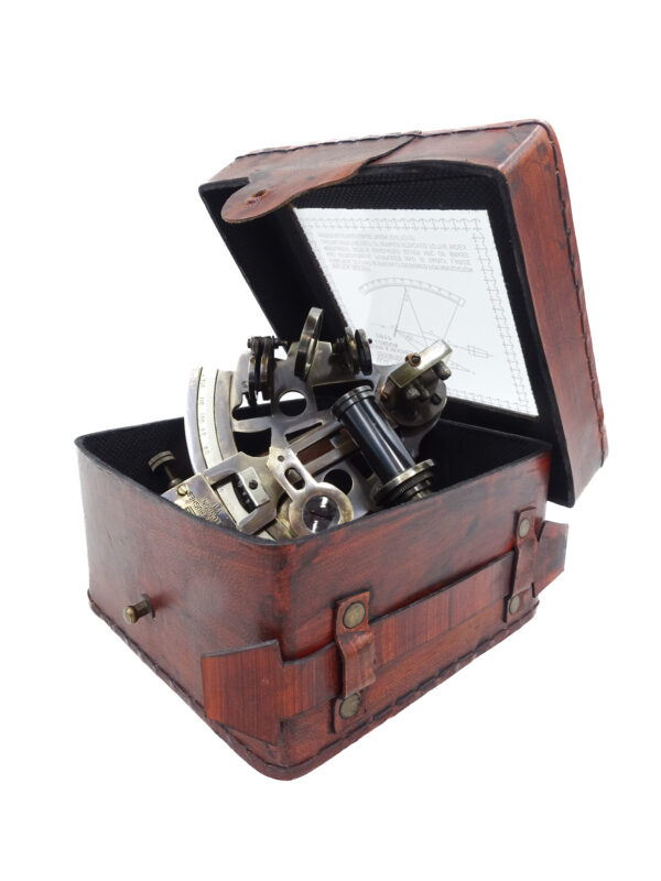 Messing Sextant in Lederbox 13 cm - Faszinierender Klassiker