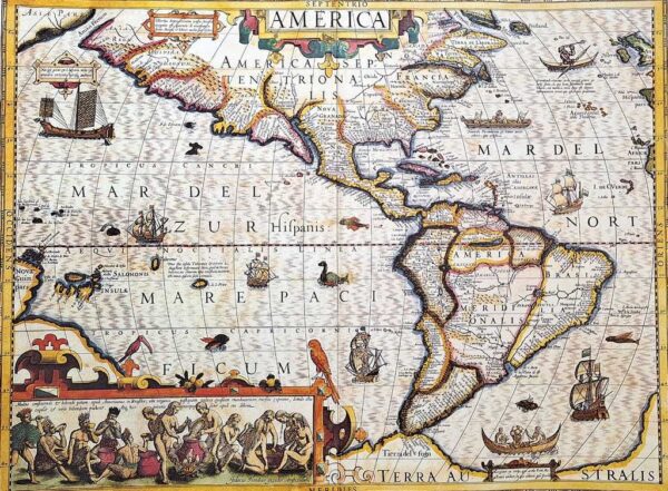 Historische Amerika Karte 50cm - Faszinierende Vintage Deko