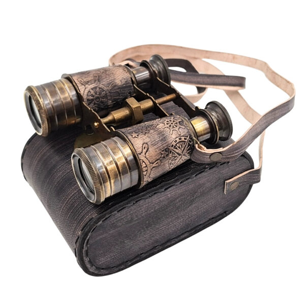 Messing Fernglas mit Lederetui - Exklusiver Retro-Look