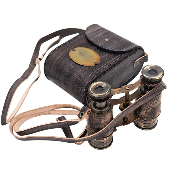 Messing Fernglas mit Lederetui - Exklusiver Retro-Look