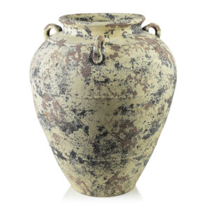 Beige Keramik Amphore 50cm - Eindrucksvolle Antikoptik