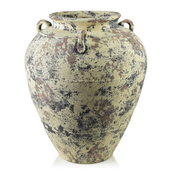Beige Keramik Amphore 50cm - Eindrucksvolle Antikoptik