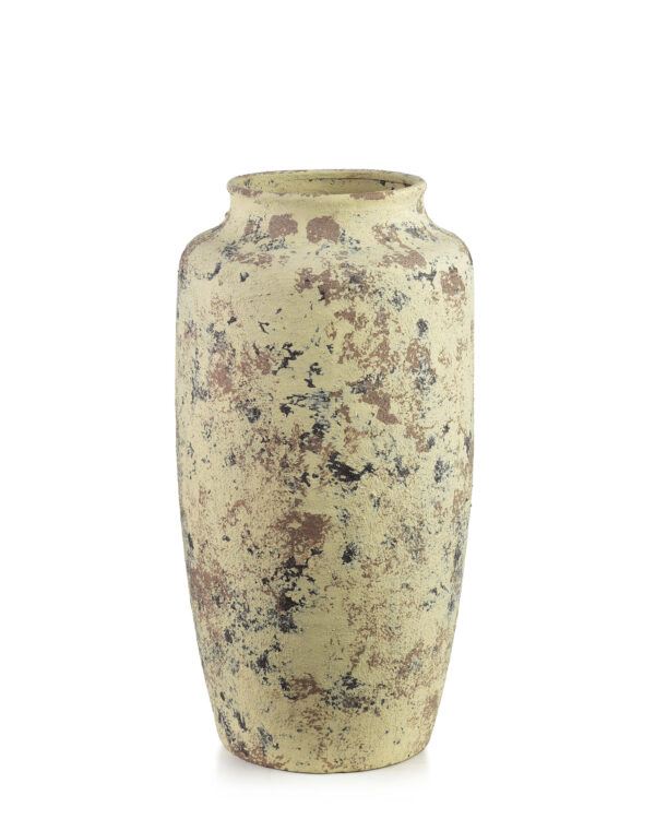Beige Keramik Bodenvase 50 cm - Eindrucksvolle Antikoptik