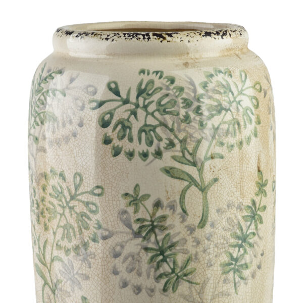 Grüne Keramikvase 30cm - Faszinierende florale Vintage-Deko
