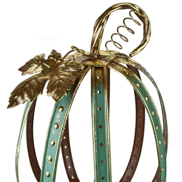 Metall Kürbis Windlicht Grün - Exklusive Herbstdeko 35 cm