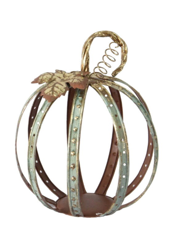 Metall Kürbis Windlicht - Außergewöhnliche Herbstdeko 35 cm