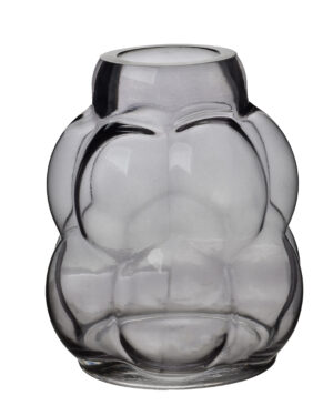 SERENITE Graue Glasvase - Außergewöhnliche Form 23 cm
