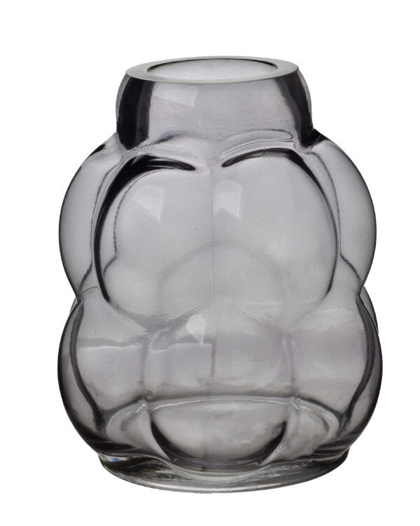 SERENITE Graue Glasvase - Außergewöhnliche Form 23 cm