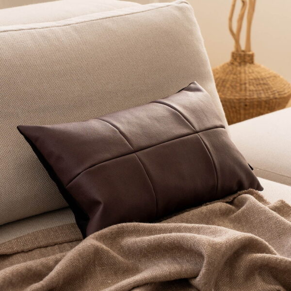 Brick Bordeaux Dekokissen - Exklusiver Lederlook 50x30 cm