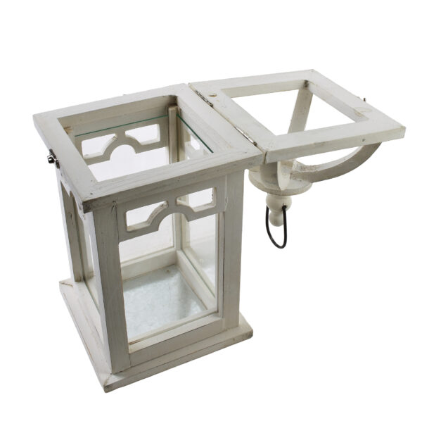 Weiße Holzlaterne mit Glas - Elegante Dekoration 26 cm