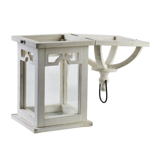 Weiße Holzlaterne mit Glas - Elegante Dekoration 26 cm